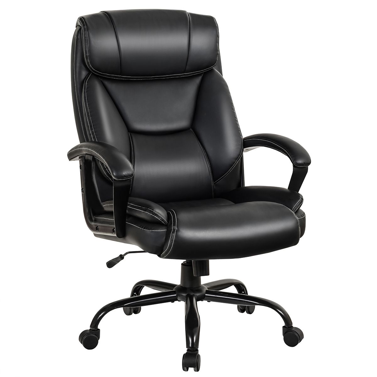 Executive Office Chair Height Adjustable Leather Computer Desk Chair with Rocking Backrest